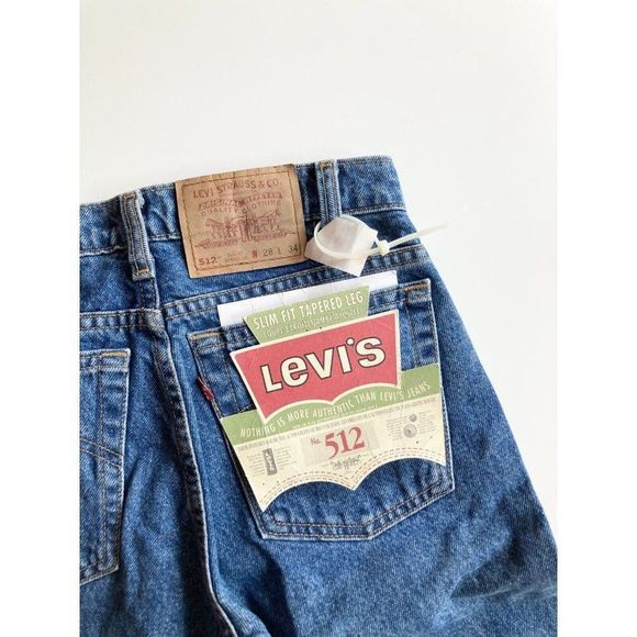 Men's NWT 90's LEVI'S 512 Vintage Deadstock Medium Rinse Slim Jeans, Size 28x34 - Picture 7 of 14